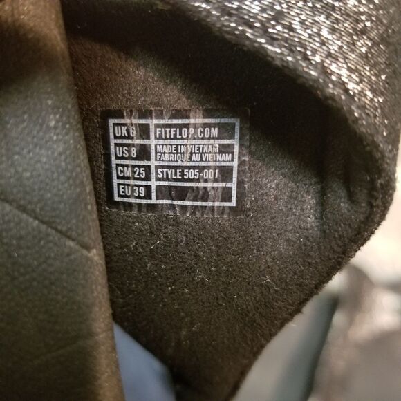 Fitflop Lulu Shimmer Black Silver Microwobbleboard Wedge Thong Sandals Woman's 8 - Picture 5 of 10